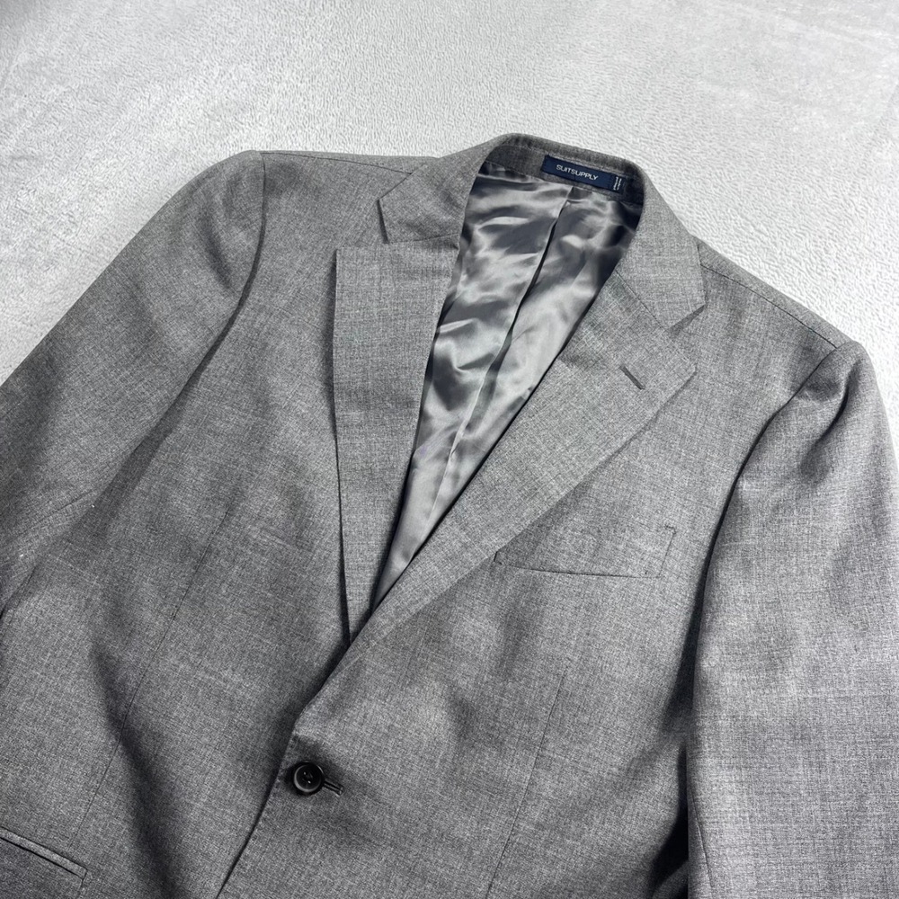 Suitsupply Lazio Grey Wool Blazer Vitale Barberis Canonico 40R Slim P7294G